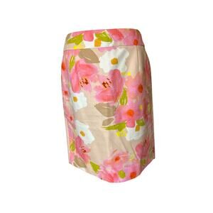 J. Crew | 100% Cotton Floral Pink Waffle Pencil Skirt | 6